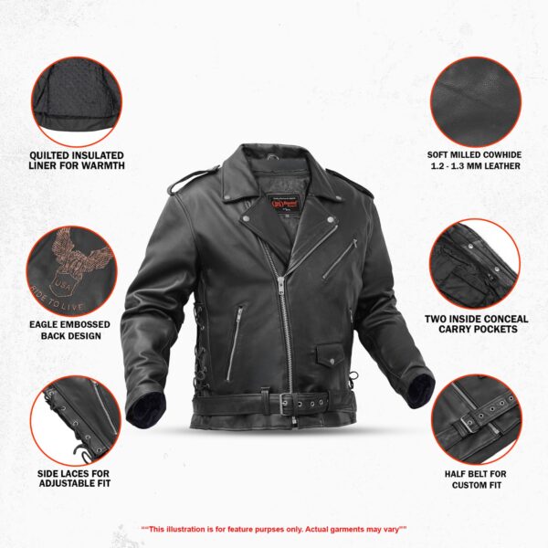 RC759 Men's Eagle Embossed Live To Ride - Ride To Live Classic Black - Image 3