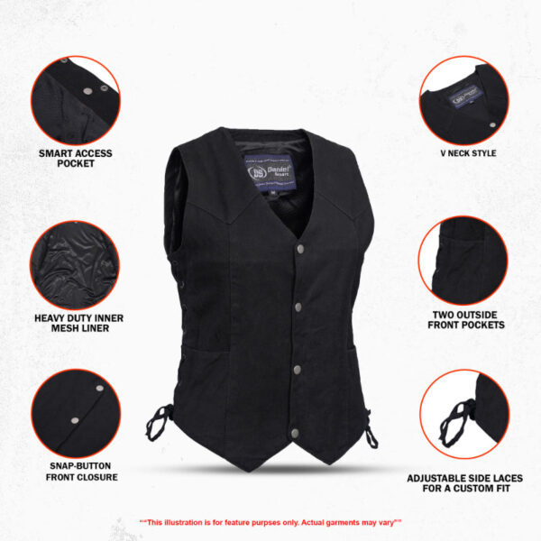 RM952 Women's Denim Classic Side Lace Vest - Image 3