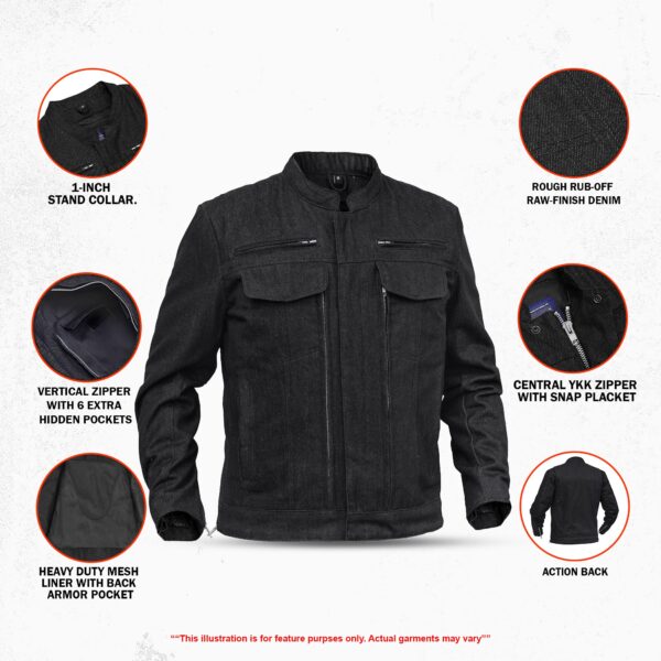 RM915 Men's Rough Rub-Off Raw Finish Denim Jacket - Image 2