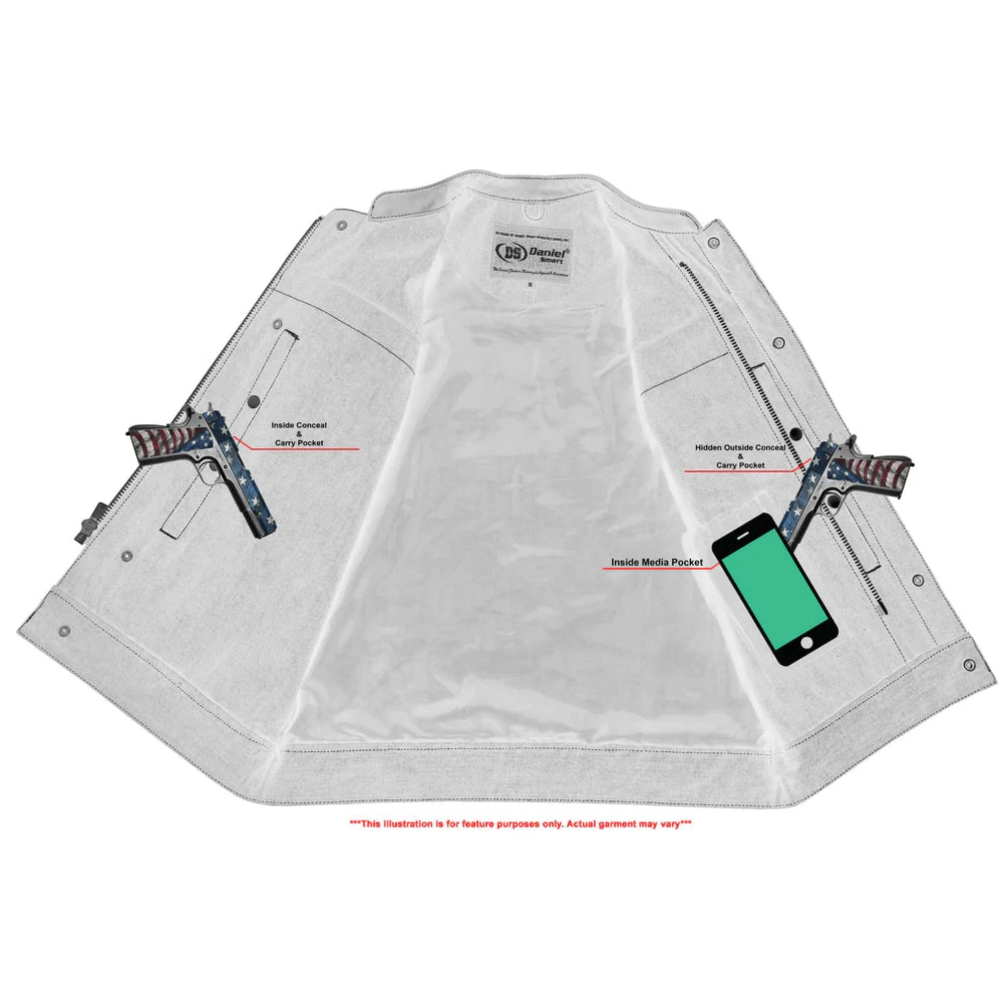 RC187 Upgraded Style Gun Pockets, Hidden Gun Metal Zipper, Bottom Sid - Image 8