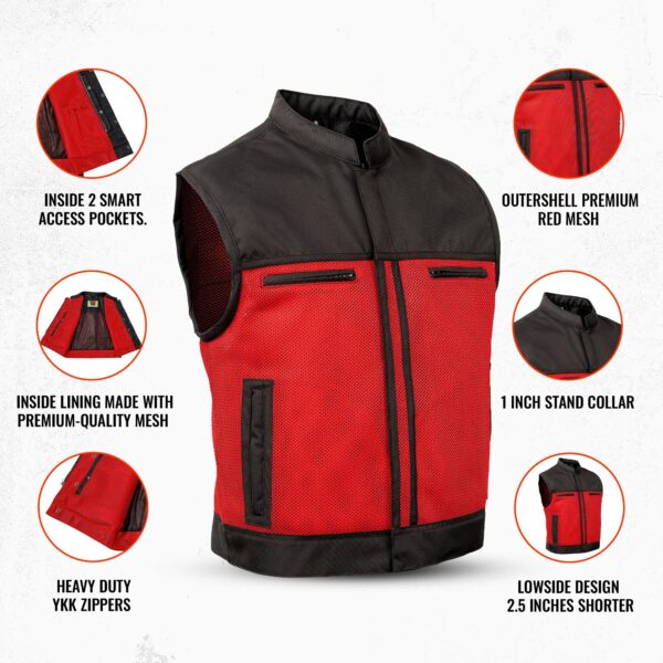 Red Flame - Lowside Summer Spark Men’s Mesh Vest - Image 3