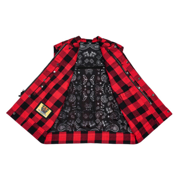 Red Blaze Black and Red Flannel Textile Vest - Image 4