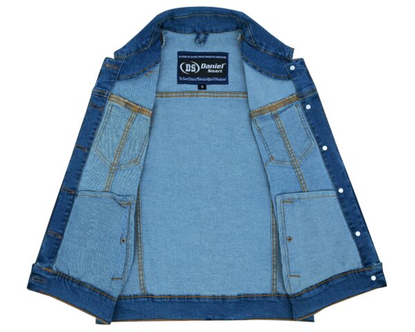 RM943  Women's Blue Denim Snap Front Vest - Image 7