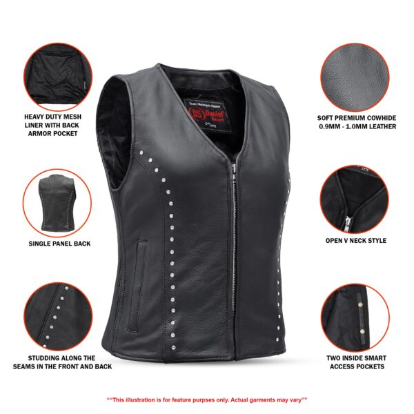 Biker Babe Women’s Studded Leather Motorcycle Vest - Image 2