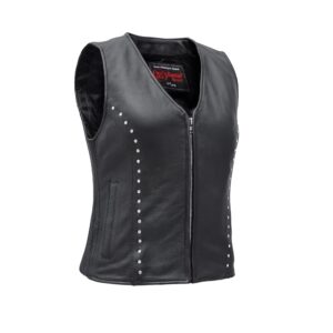 Biker Babe Women’s Studded Leather Motorcycle Vest