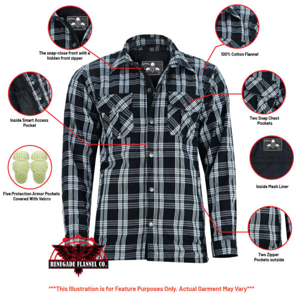 Checkered Champ Men's Black and White Armored Flannel Shirt - Image 2