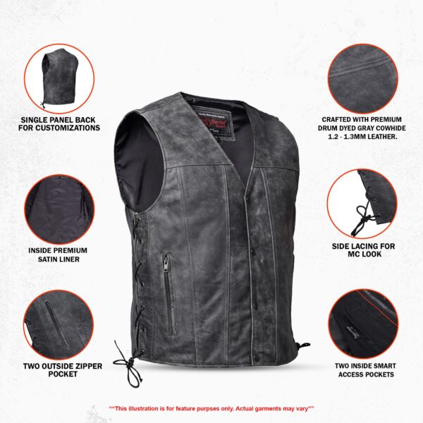 RC105V Men's Gray Single Back Panel Concealed Carry Vest - Image 2