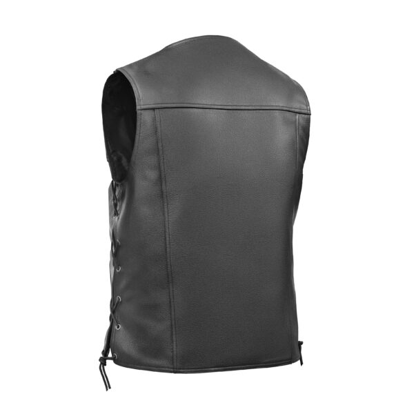 RC124 Men's Black Leather Vest with Side Laces and Gun Pockets - Image 3