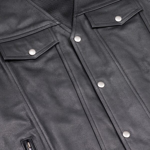 RC124 Men's Black Leather Vest with Side Laces and Gun Pockets - Image 7