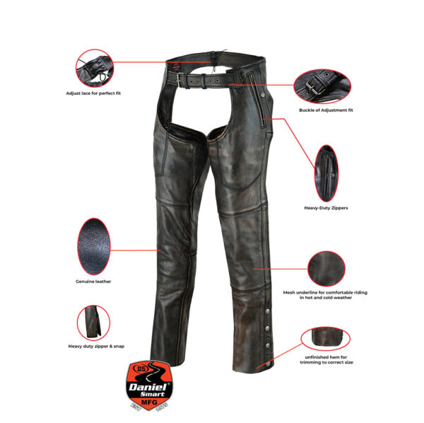 RC438 Unisex Four Pockets Insulated Chaps with Stretchable Inner Thigh - Image 2