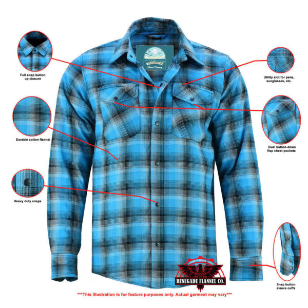 RC4683 Flannel Shirt - Blue and Black Shaded - Image 2