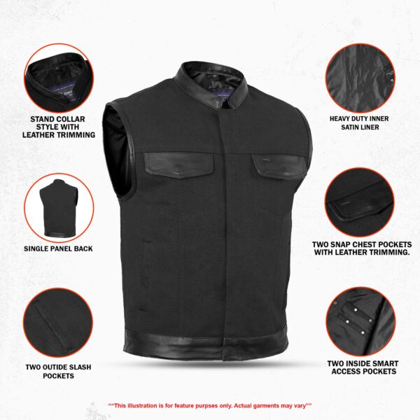 RC685 Canvas Material Single Back Panel Concealment Vest W/Leather Trimming - Image 2