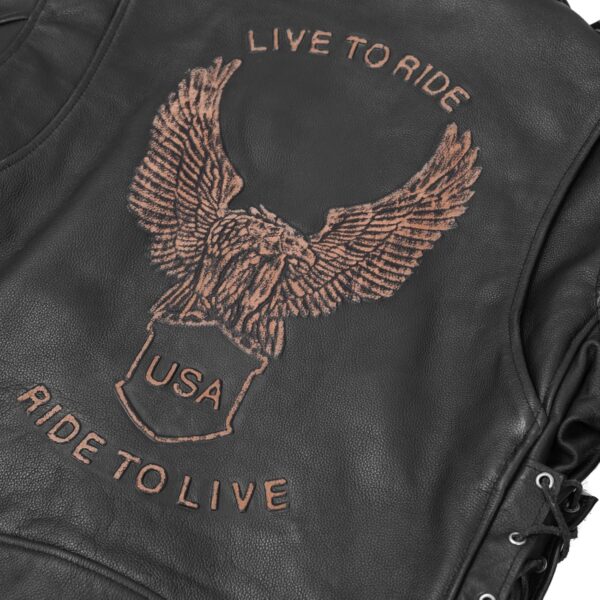 RC759 Men's Eagle Embossed Live To Ride - Ride To Live Classic Black - Image 7