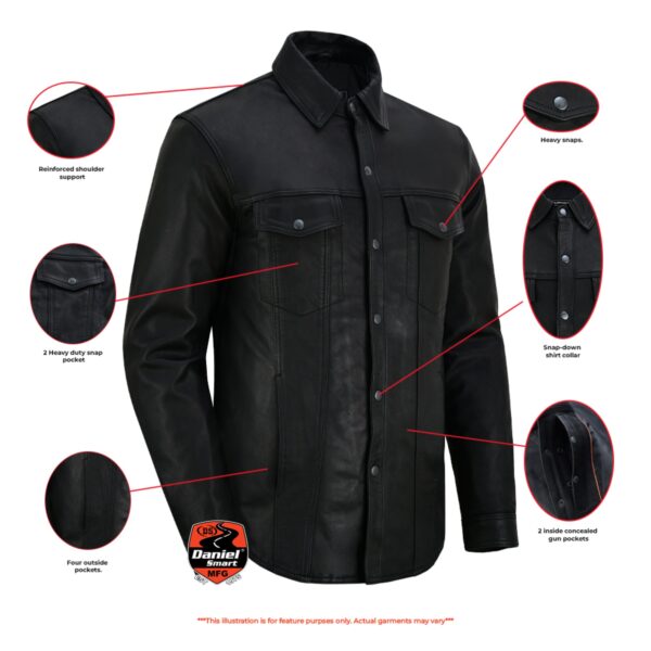RC770 Men's Premium Lightweight Leather Shirt - Image 2