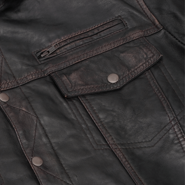 RC782 Men's Lightweight Drum Dyed Distressed Naked Lambskin Jacket - Image 5