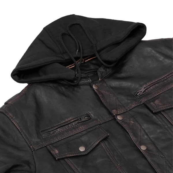 RC782 Men's Lightweight Drum Dyed Distressed Naked Lambskin Jacket - Image 6