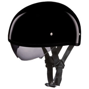D.O.T. DAYTONA SKULL CAP W/ INNER SHIELD- HI-GLOSS BLACK