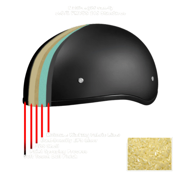 D.O.T. DAYTONA SKULL CAP W/ INNER SHIELD- HI-GLOSS BLACK - Image 8