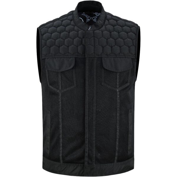 Mesh Rave Men’s Black Mesh Textile Vest with Black Paisley Liner - Image 4