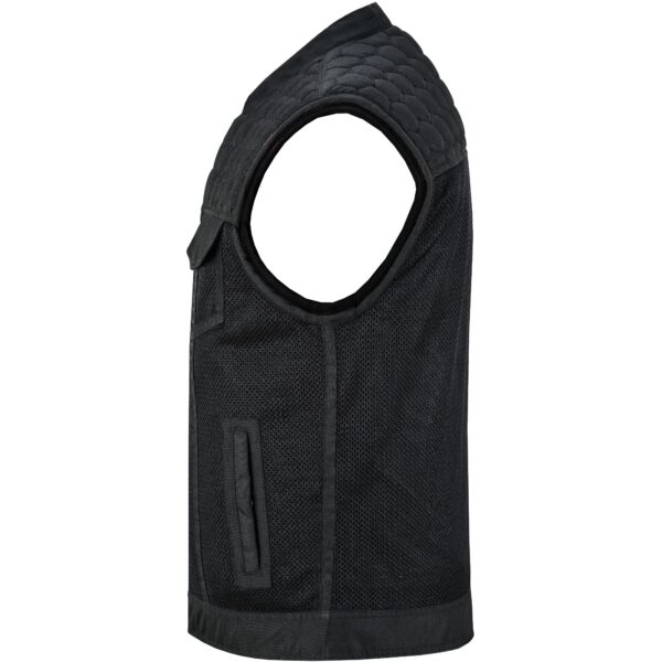 Mesh Rave Men’s Black Mesh Textile Vest with Black Paisley Liner - Image 7