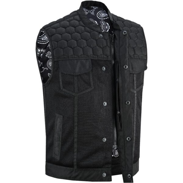 Mesh Rave Men’s Black Mesh Textile Vest with Black Paisley Liner - Image 3