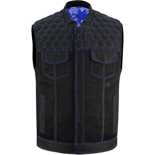 Blue Soul Men’s Black Mesh Textile Vest with Blue Paisley Liner - Image 4