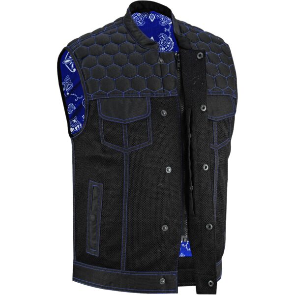 Blue Soul Men’s Black Mesh Textile Vest with Blue Paisley Liner - Image 3