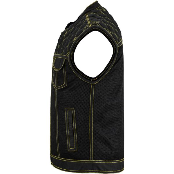 Nitro Rush Men’s Black Mesh Textile Vest with Yellow Diamond Stitch - Image 6