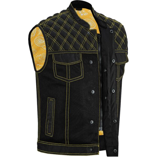 Nitro Rush Men’s Black Mesh Textile Vest with Yellow Diamond Stitch - Image 3