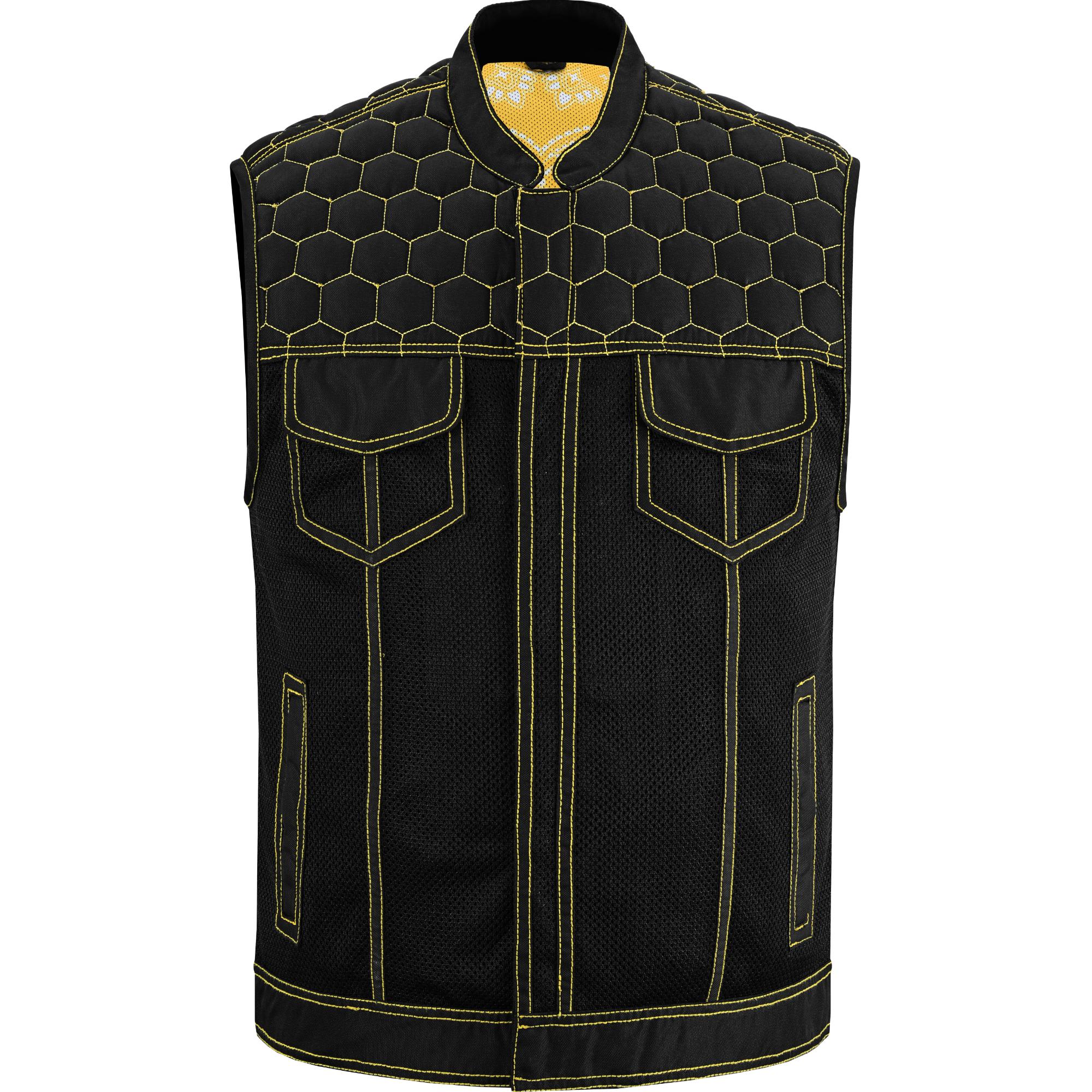SOA Gloom Gold Men’s Black Mesh Textile Vest with Yellow Thread Detailing - Image 4