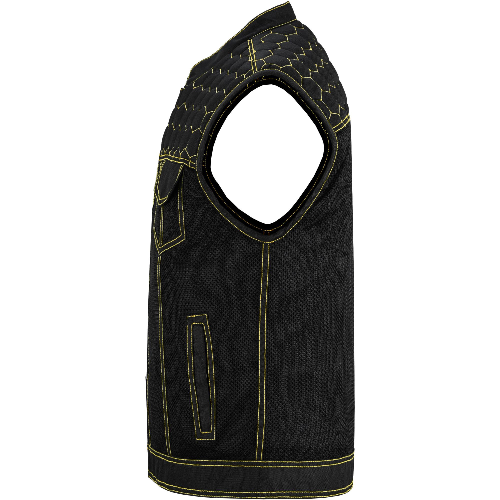 SOA Gloom Gold Men’s Black Mesh Textile Vest with Yellow Thread Detailing - Image 5