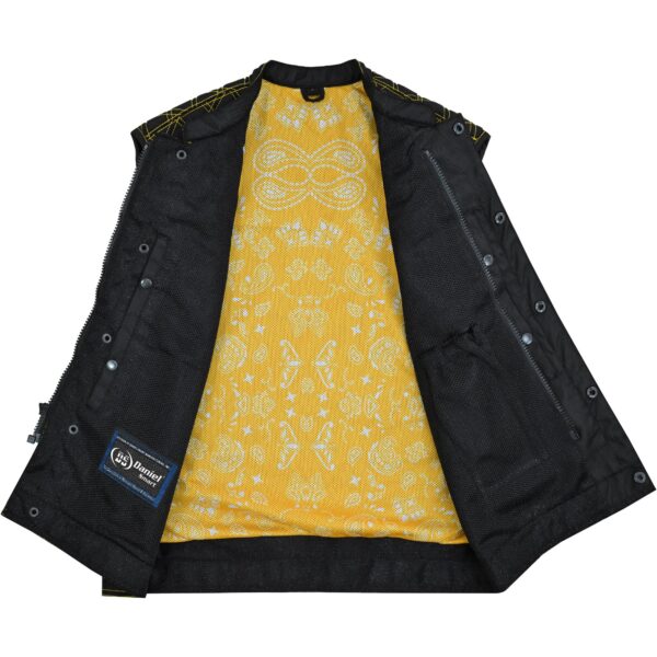 Nitro Rush Men’s Black Mesh Textile Vest with Yellow Diamond Stitch - Image 7