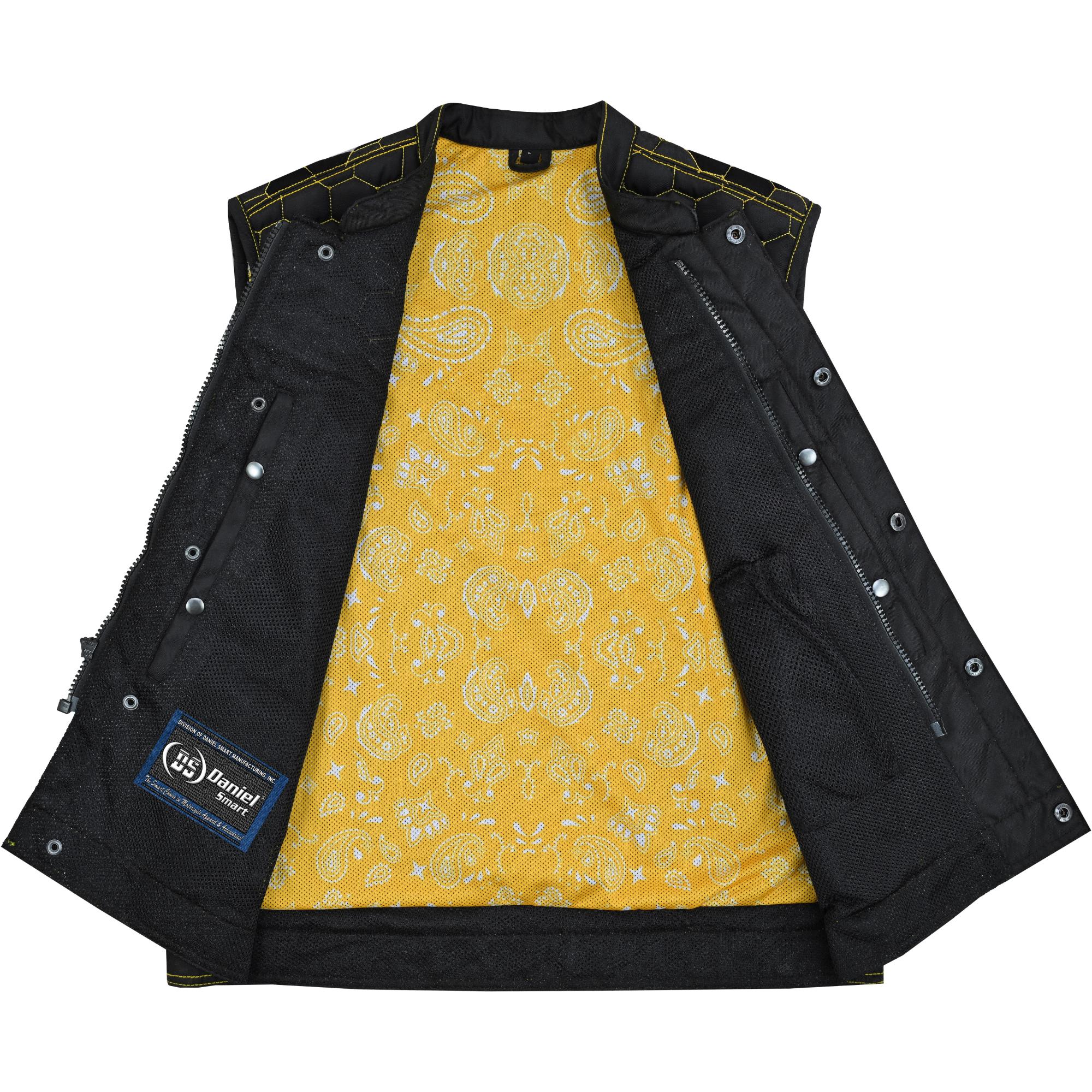 SOA Gloom Gold Men’s Black Mesh Textile Vest with Yellow Thread Detailing - Image 7