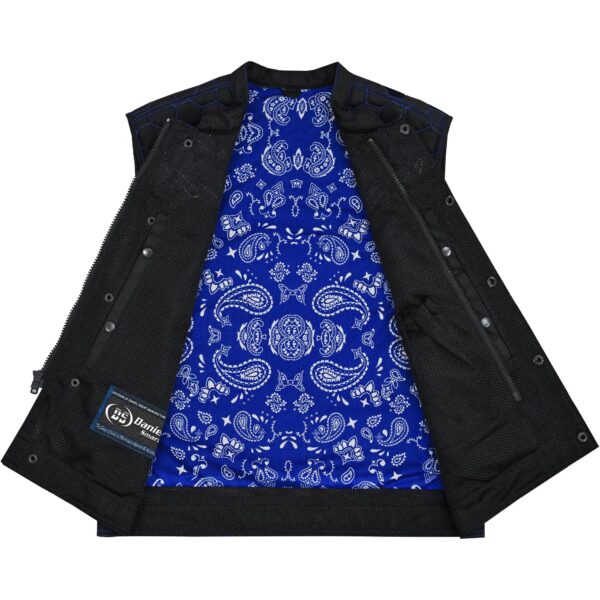 Blue Soul Men’s Black Mesh Textile Vest with Blue Paisley Liner - Image 7