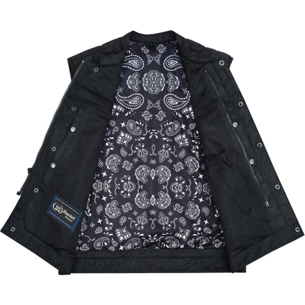 Mesh Rave Men’s Black Mesh Textile Vest with Black Paisley Liner - Image 6