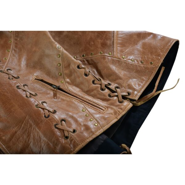RC236 Women's Brown Zippered Vest with Lacing Details - Image 15
