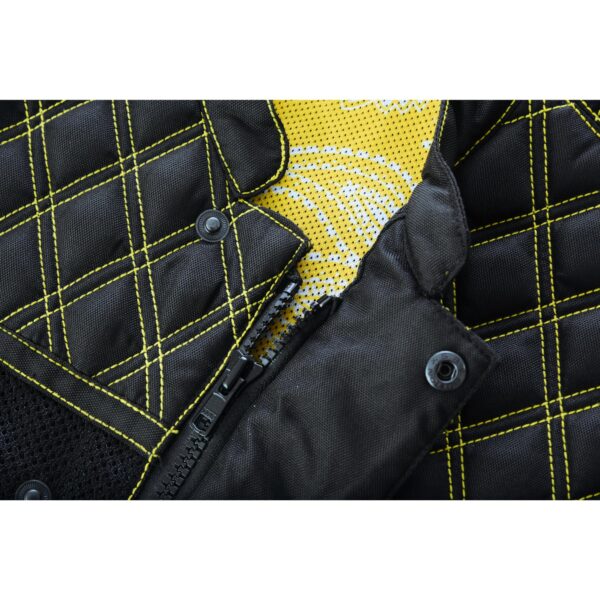 Nitro Rush Men’s Black Mesh Textile Vest with Yellow Diamond Stitch - Image 17