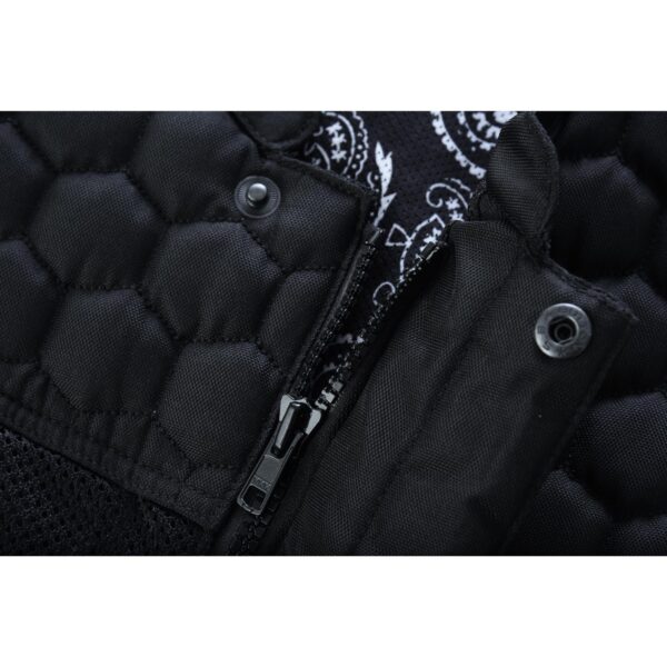 Mesh Rave Men’s Black Mesh Textile Vest with Black Paisley Liner - Image 17