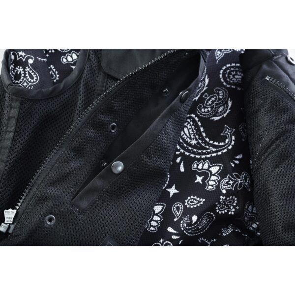 Mesh Rave Men’s Black Mesh Textile Vest with Black Paisley Liner - Image 20