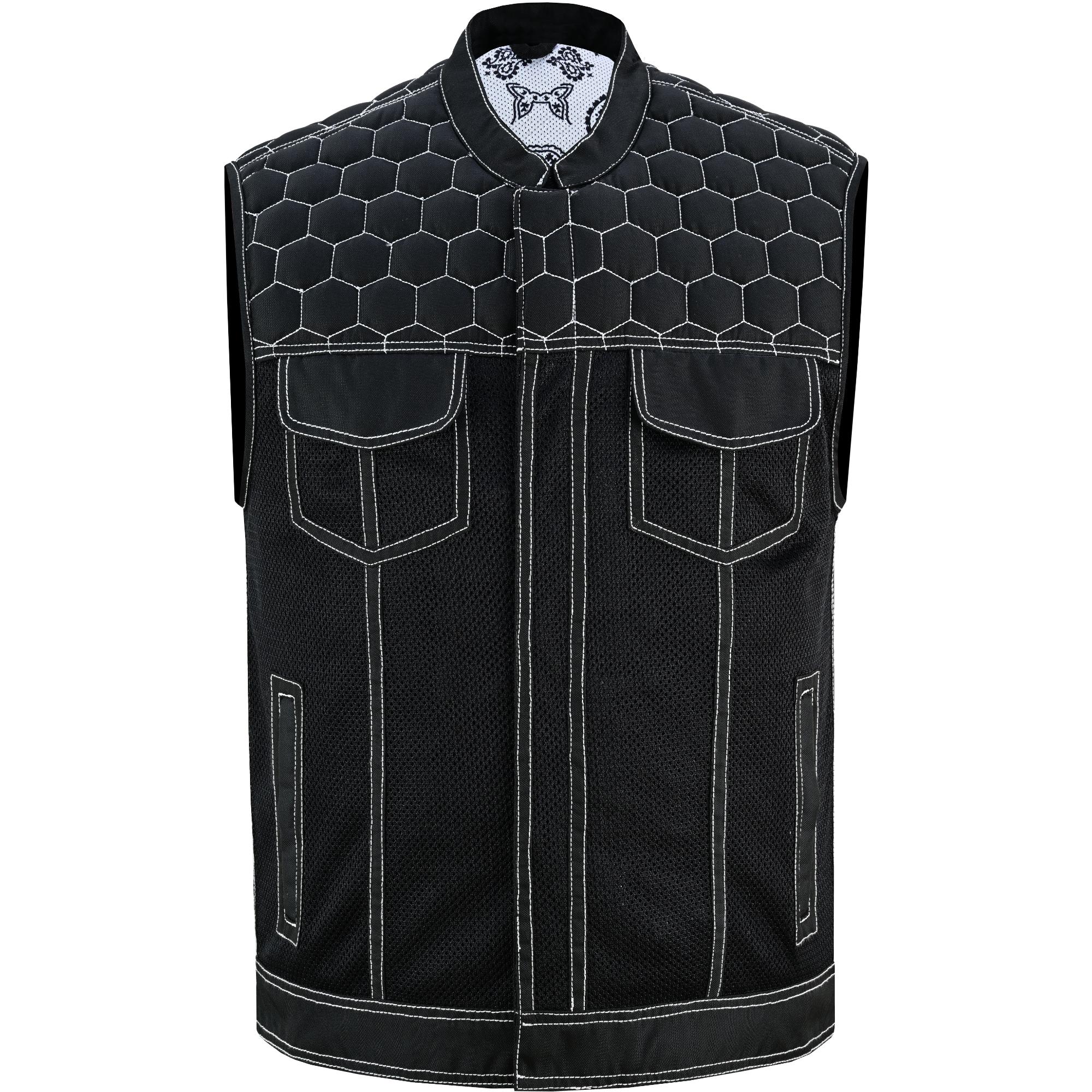 SOA Dark Striker Men’s Black Mesh Textile Vest with White Paisley Liner - Image 4