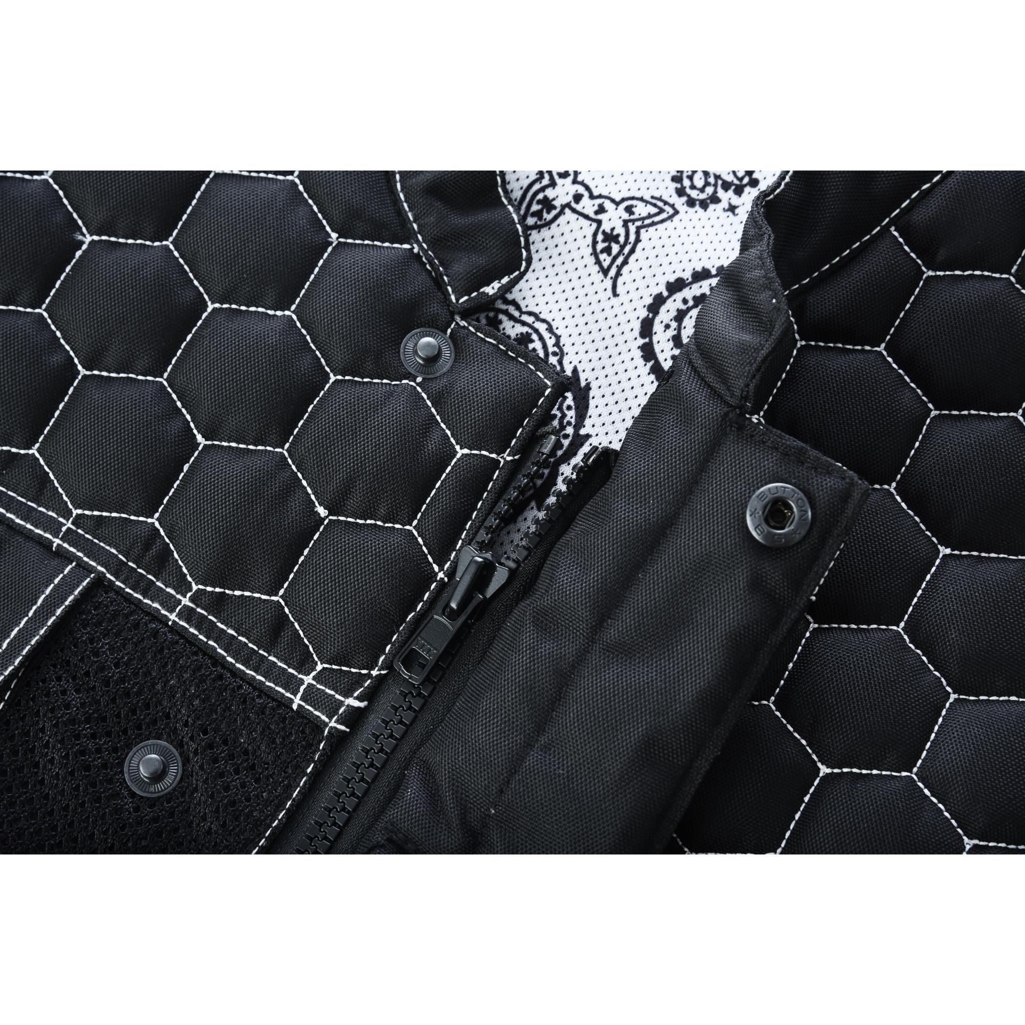 SOA Dark Striker Men’s Black Mesh Textile Vest with White Paisley Liner - Image 14