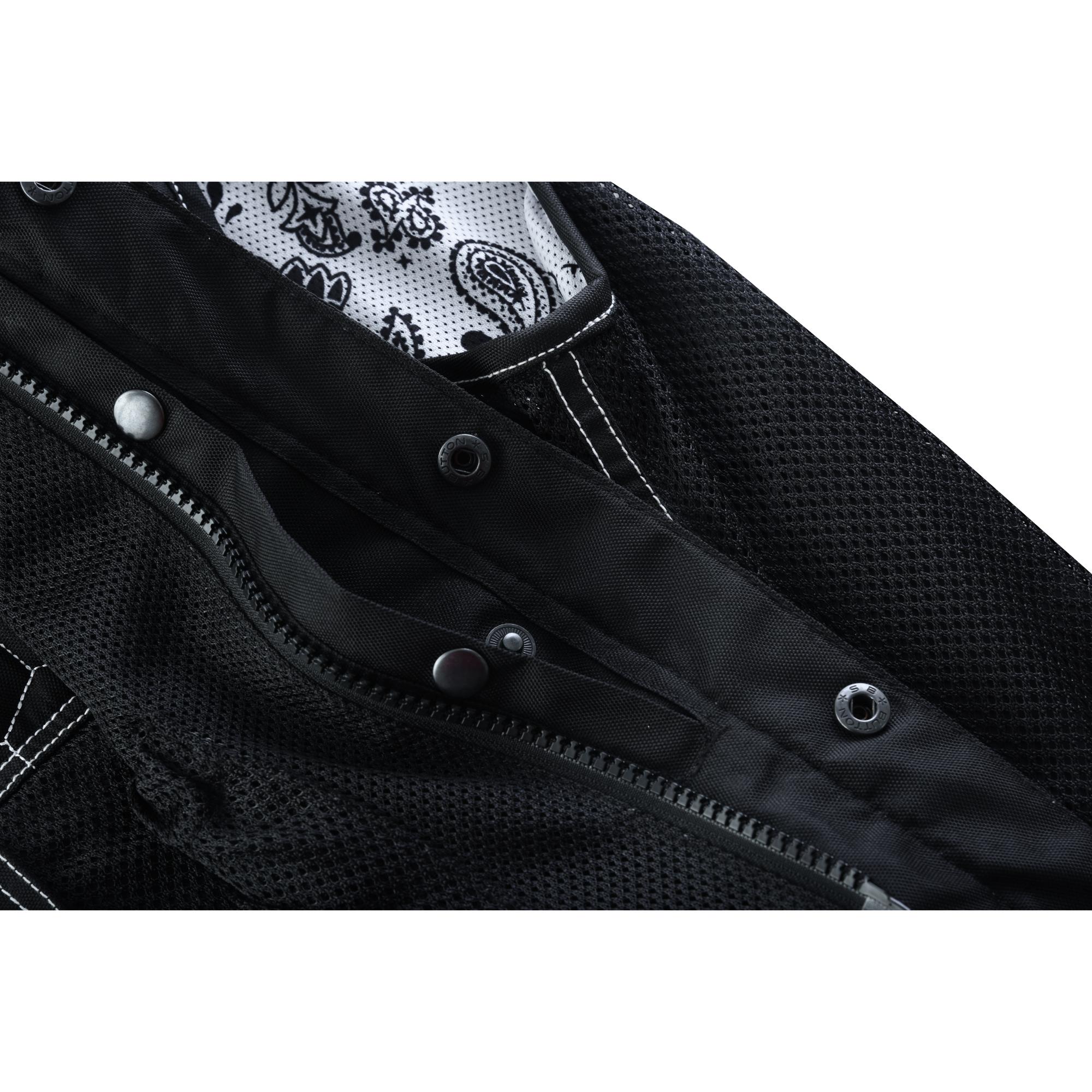 SOA Dark Striker Men’s Black Mesh Textile Vest with White Paisley Liner - Image 15