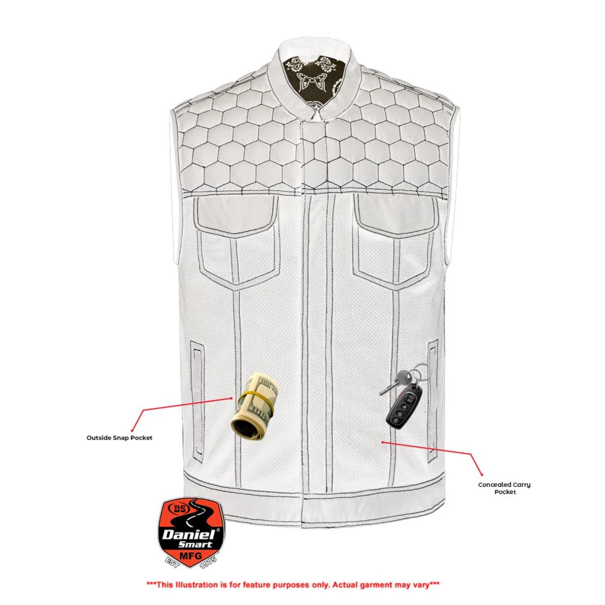 SOA Dark Striker Men’s Black Mesh Textile Vest with White Paisley Liner - Image 8