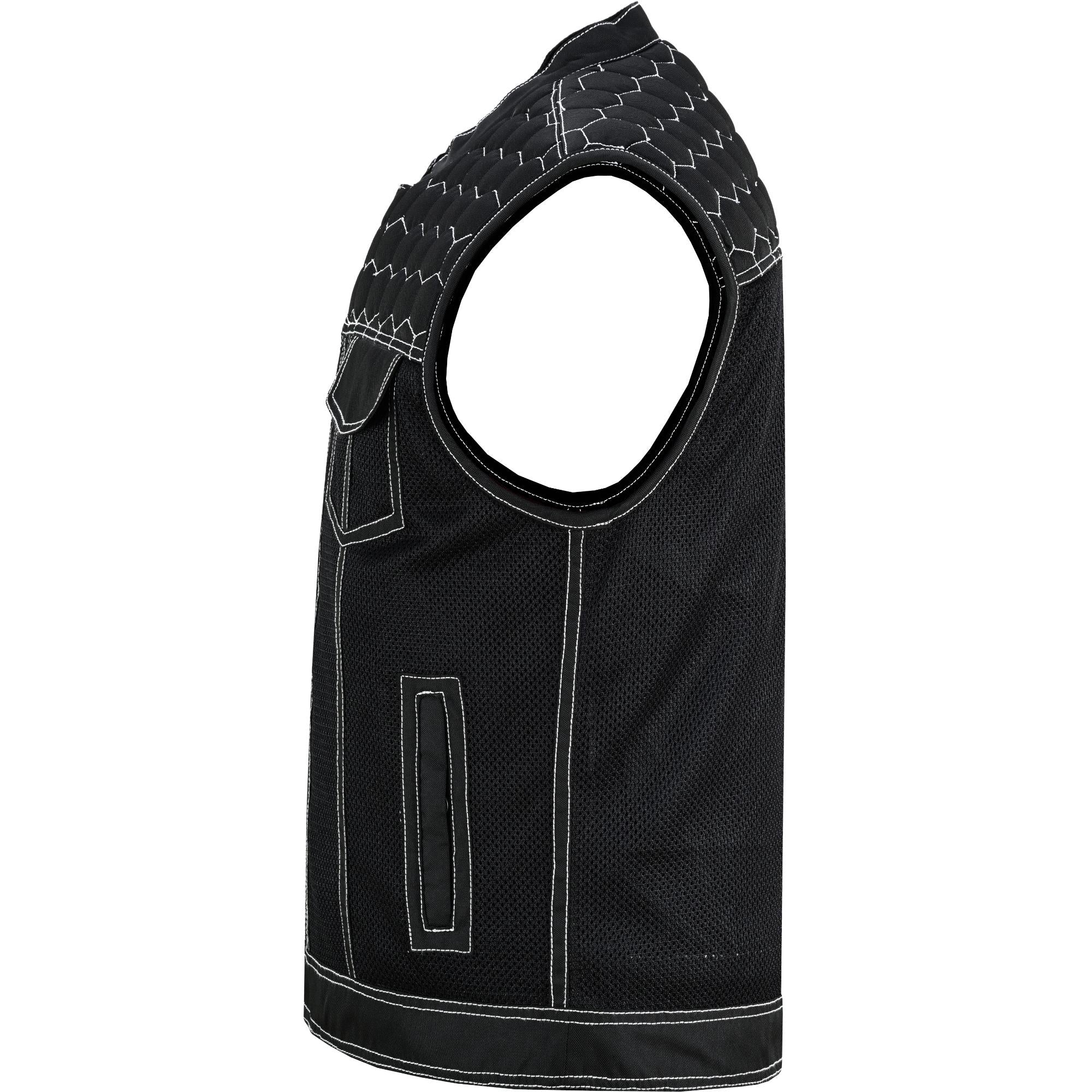 SOA Dark Striker Men’s Black Mesh Textile Vest with White Paisley Liner - Image 5