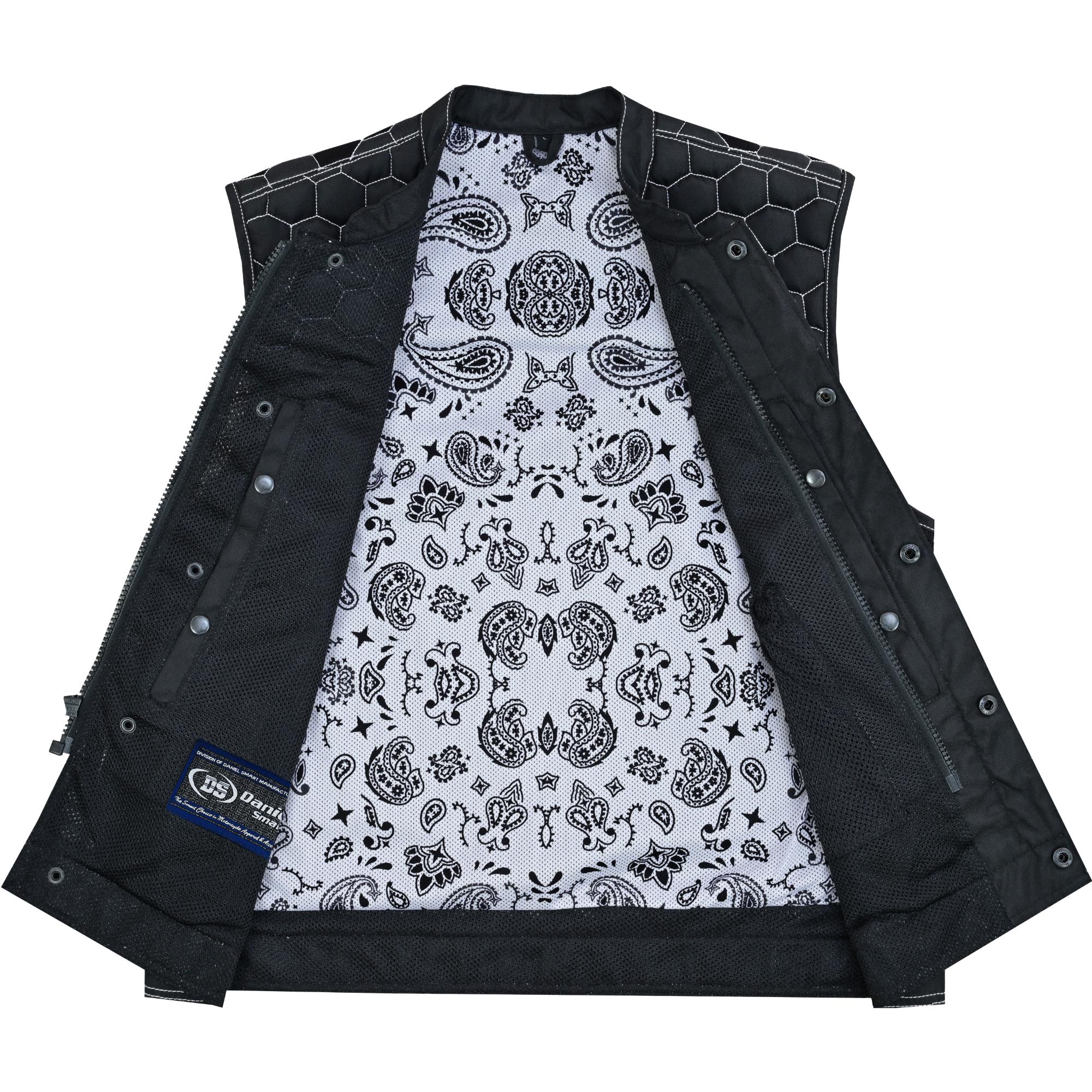 SOA Dark Striker Men’s Black Mesh Textile Vest with White Paisley Liner - Image 7