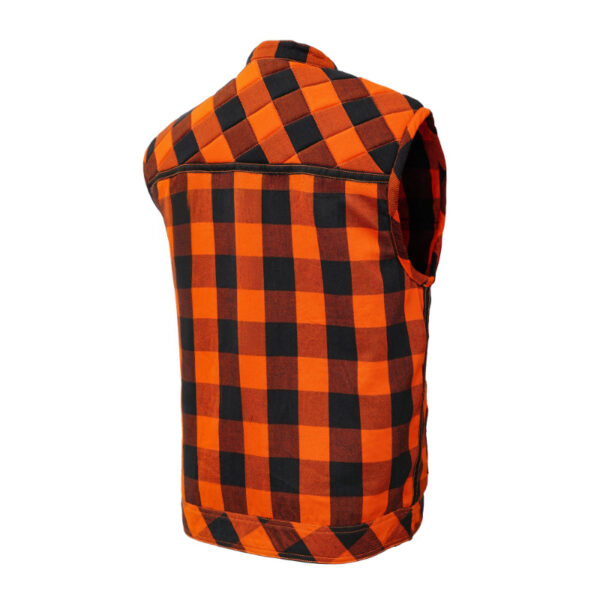 Fire Storm Black and Orange Flannel Textile Vest - Image 2