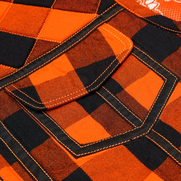 Fire Storm Black and Orange Flannel Textile Vest - Image 7