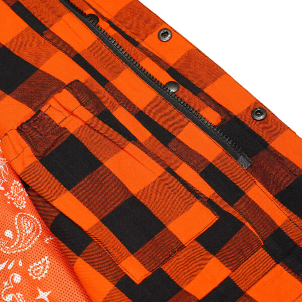 Fire Storm Black and Orange Flannel Textile Vest - Image 9