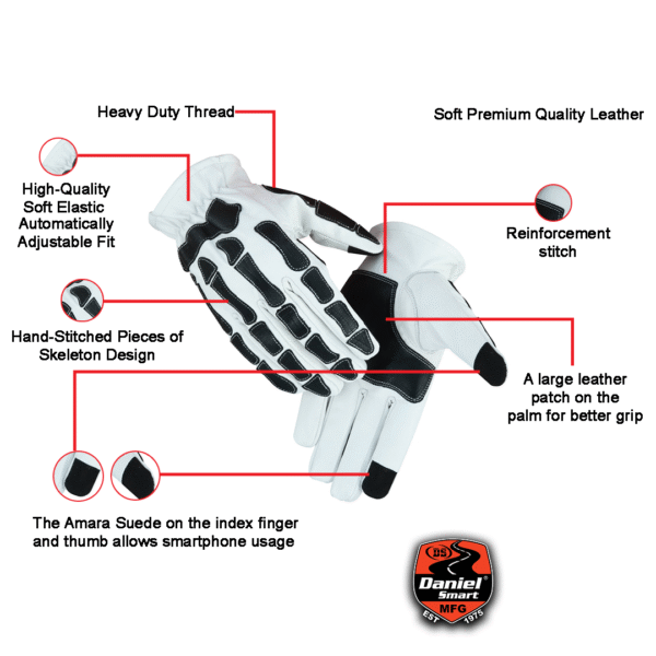 Glove Grace White and Black Skeleton Hand Riding Glove (BluWater) - Image 2
