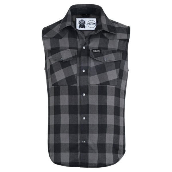 Gray Champ Men's Gray and Black Sleeveless Flannel - Image 3